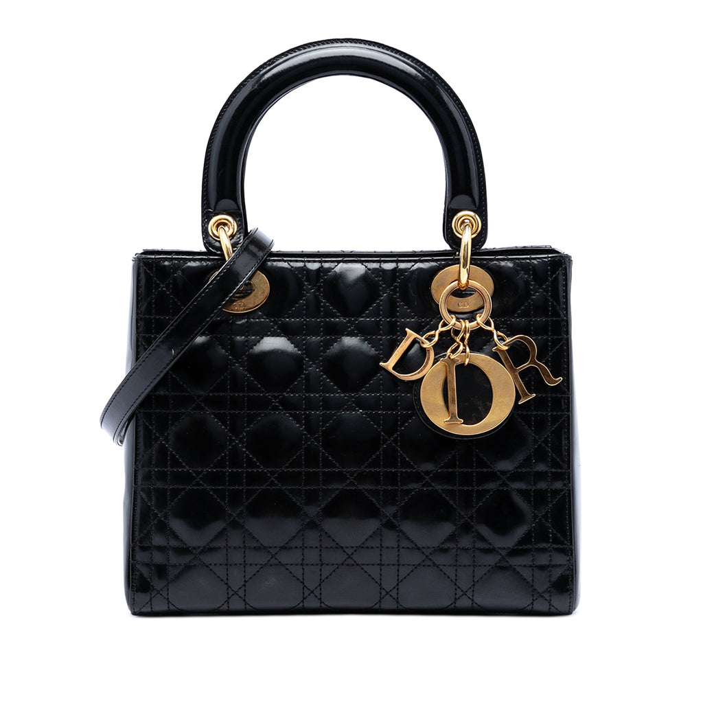 Dior Medium Cuir verni Cannage Lady Dior