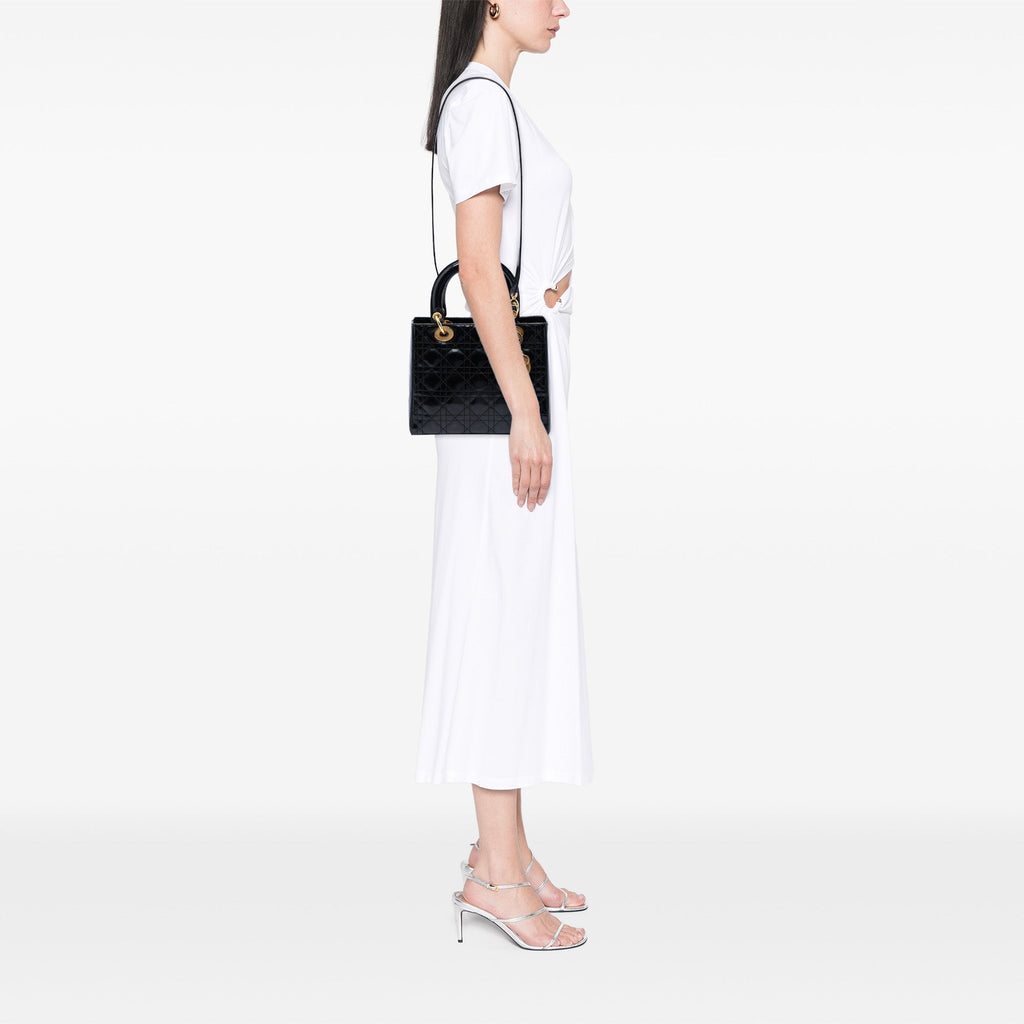 Dior Medium Cuir verni Cannage Lady Dior