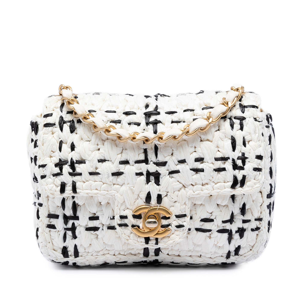Chanel CC Mini Raffia Effect Tweed à rabat
