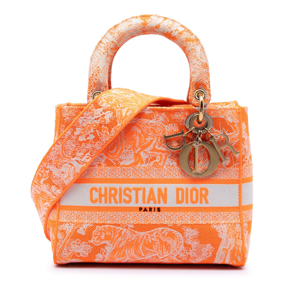 Dior Medium brodé Toile Toile De Jouy Lady D Lite