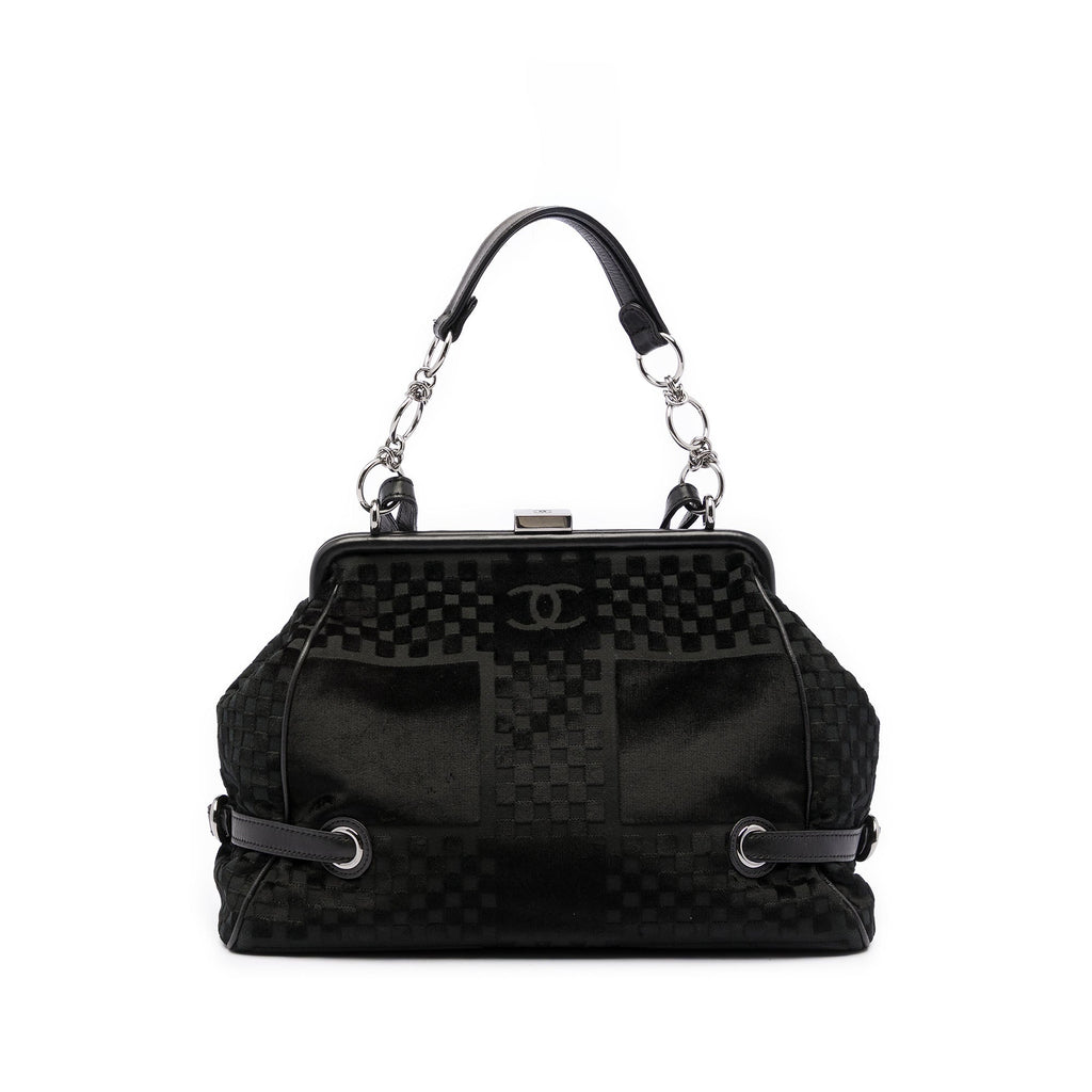 Chanel CC Check embossé Velours Belted Side Frame Sac