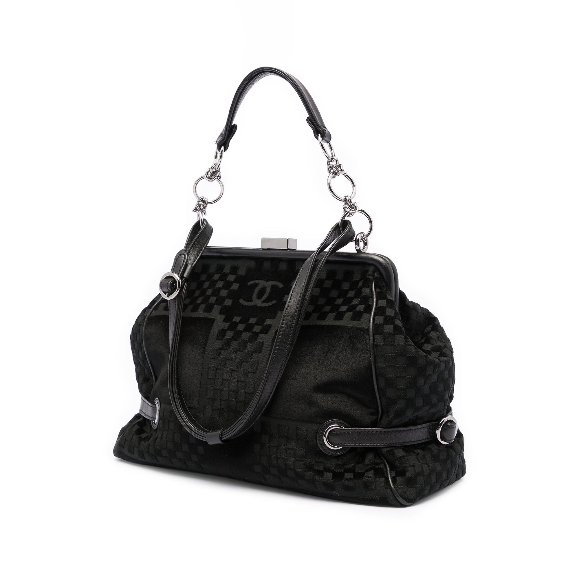 Chanel CC Check embossé Velours Belted Side Frame Sac