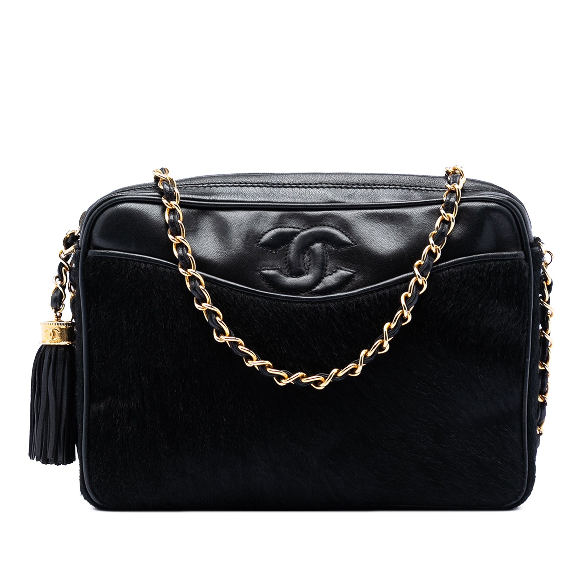 Chanel CC Ponyhair et Cuir Pompon Sac caméra