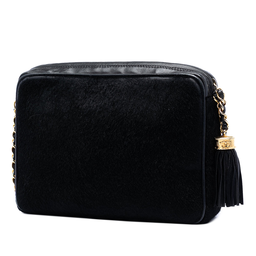 Chanel CC Ponyhair et Cuir Pompon Sac caméra