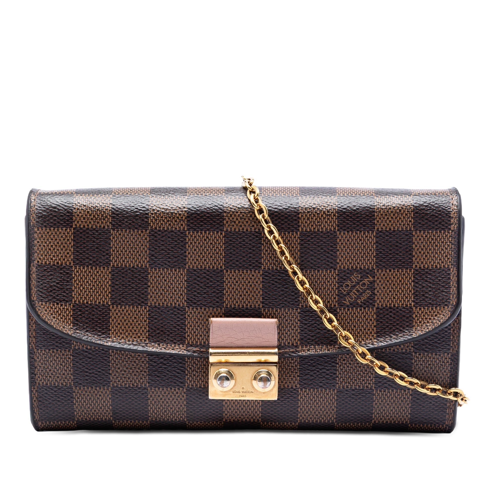 Louis Vuitton Damier Ebene Croisette Chain Portefeuille