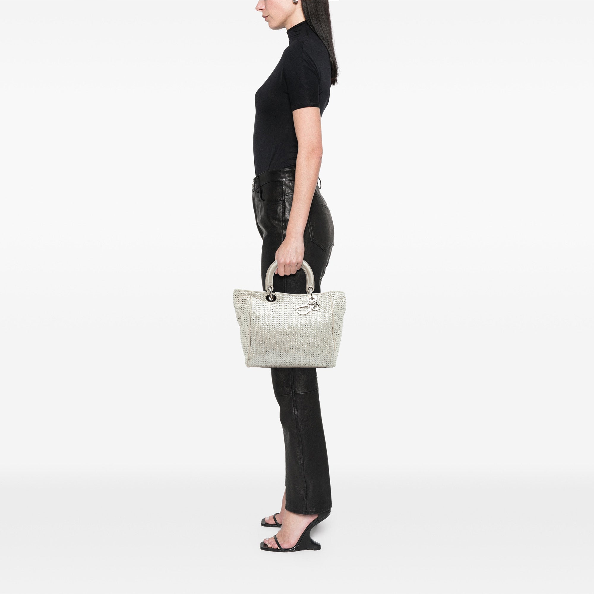 Dior Medium Woven Iridescent Cuir de veau Soft Lady Dior