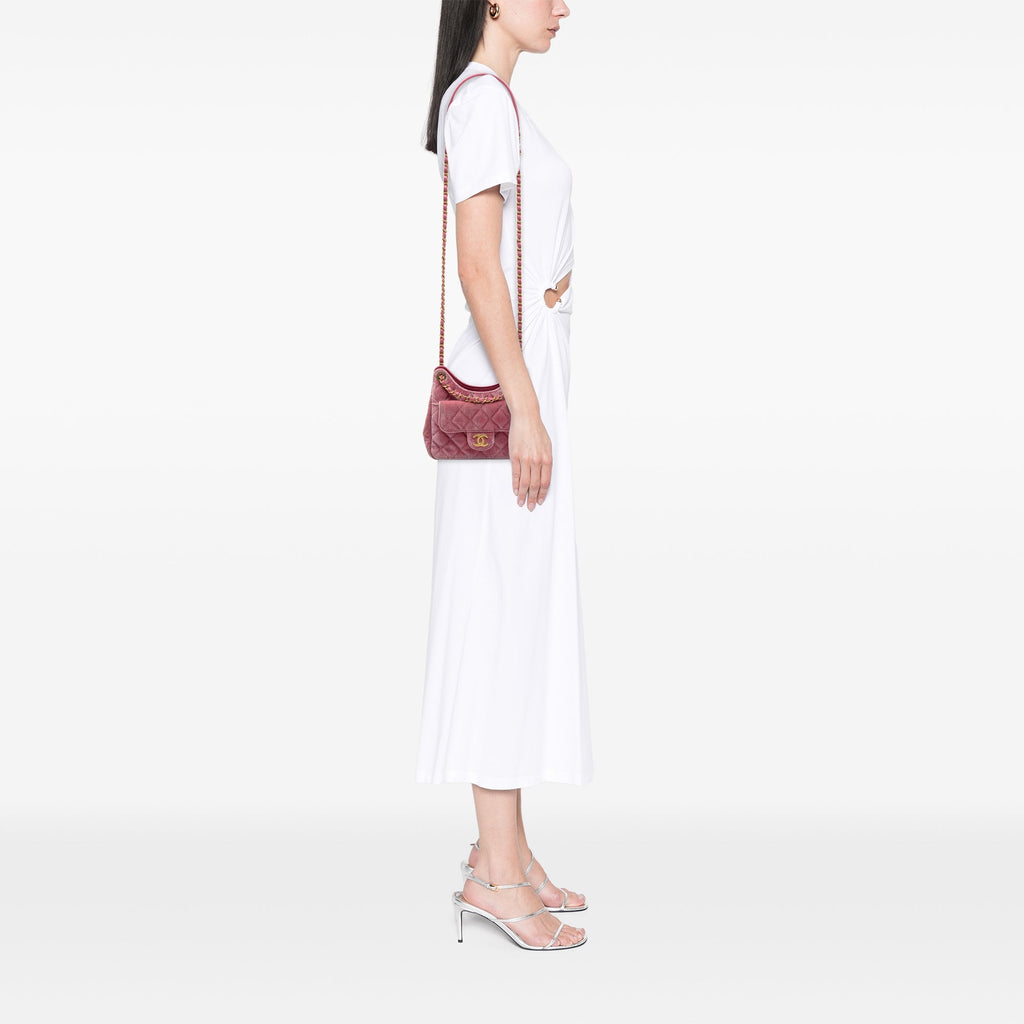 Chanel Small Matelassé Velours Wavy CC Hobo
