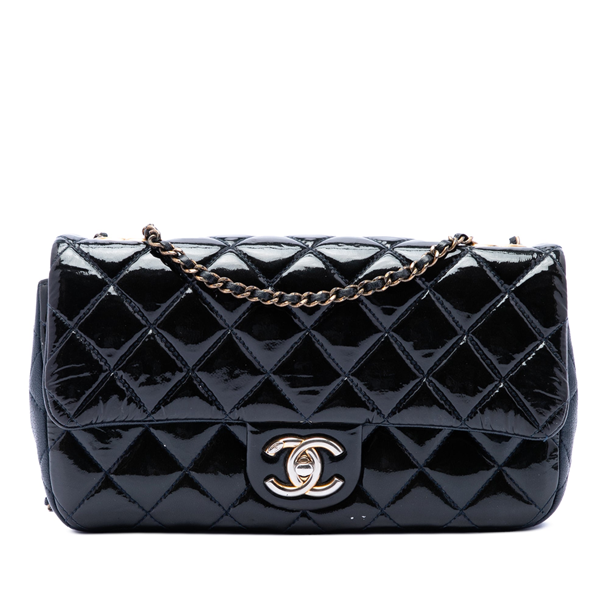 Chanel Paris Salzburg Medium Cuir verni et Cuir de chèvre CC Œillets à rabat