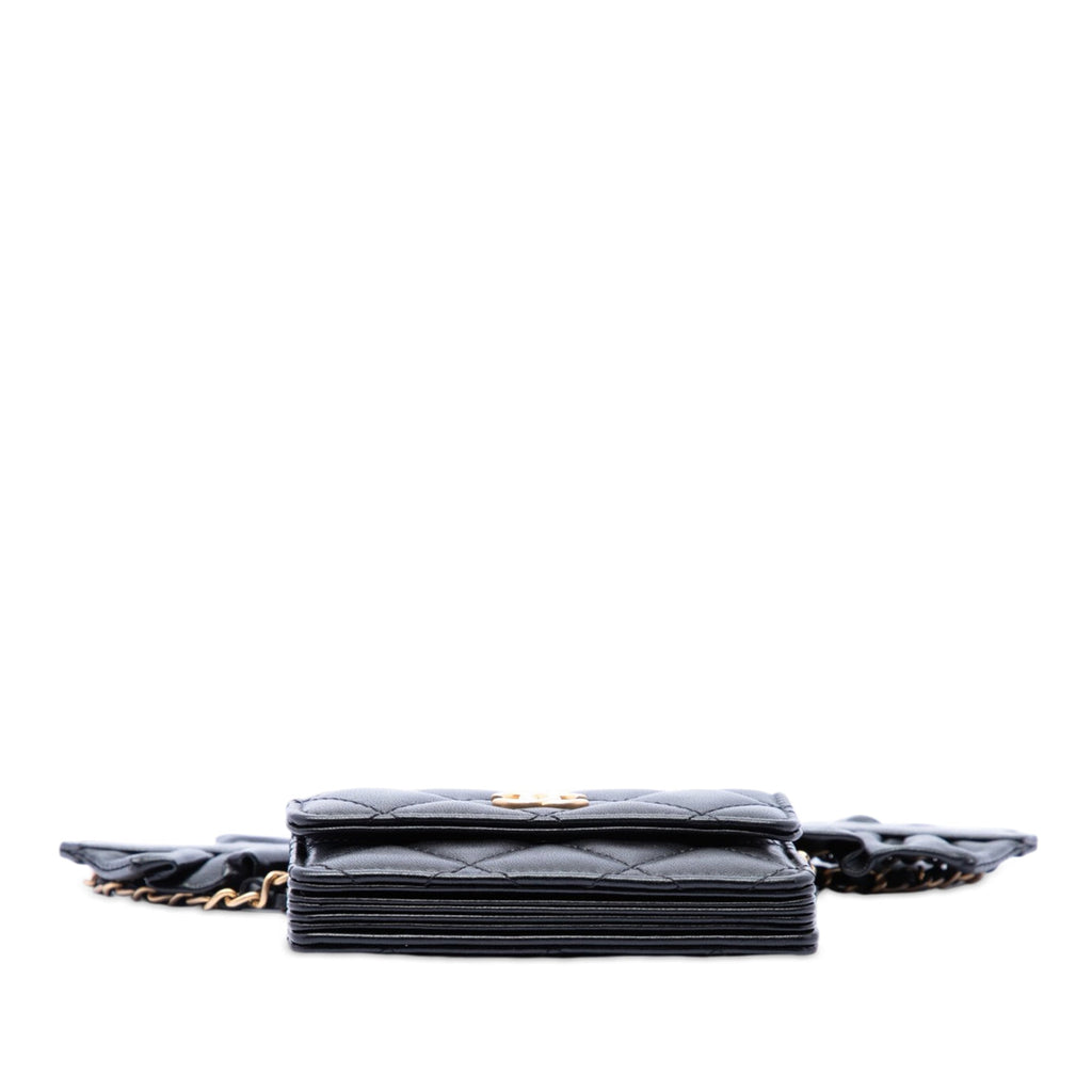 Chanel Matelassé Cuir d’agneau Romance Card Holder On Chain
