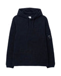 Cp Company Chenille Hooded Waffle Knit Lens Sweatshirt In Navy
