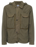 Cp Company 090A Flatt Nylon Goggle Overshirt In Ivy Green With Certilogo