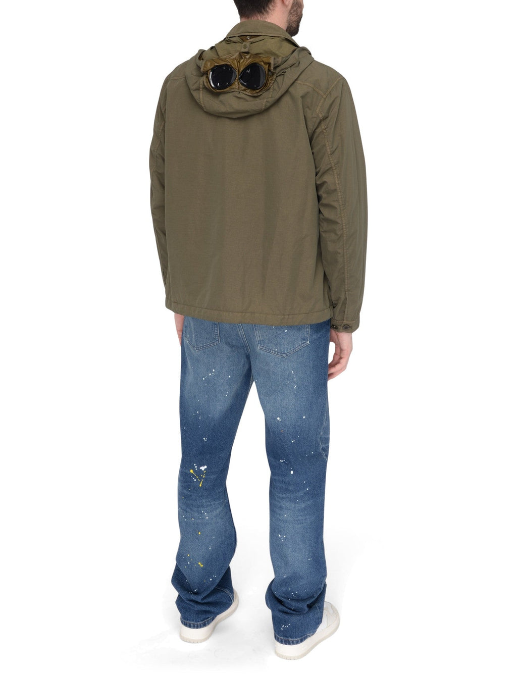 Cp Company 090A Flatt Nylon Goggle Overshirt In Ivy Green With Certilogo