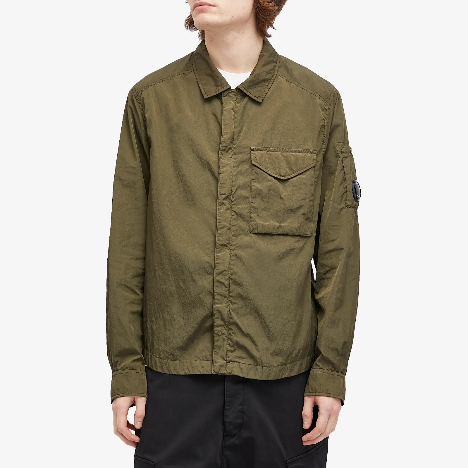 Cp Company 095A Chrome-R Full Zip Overshirt Ivy Green with Certilogo