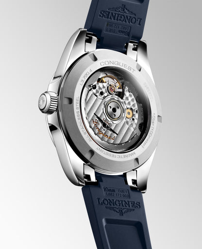 Conquest Auto 38 mm Blue on Rubber Strap *