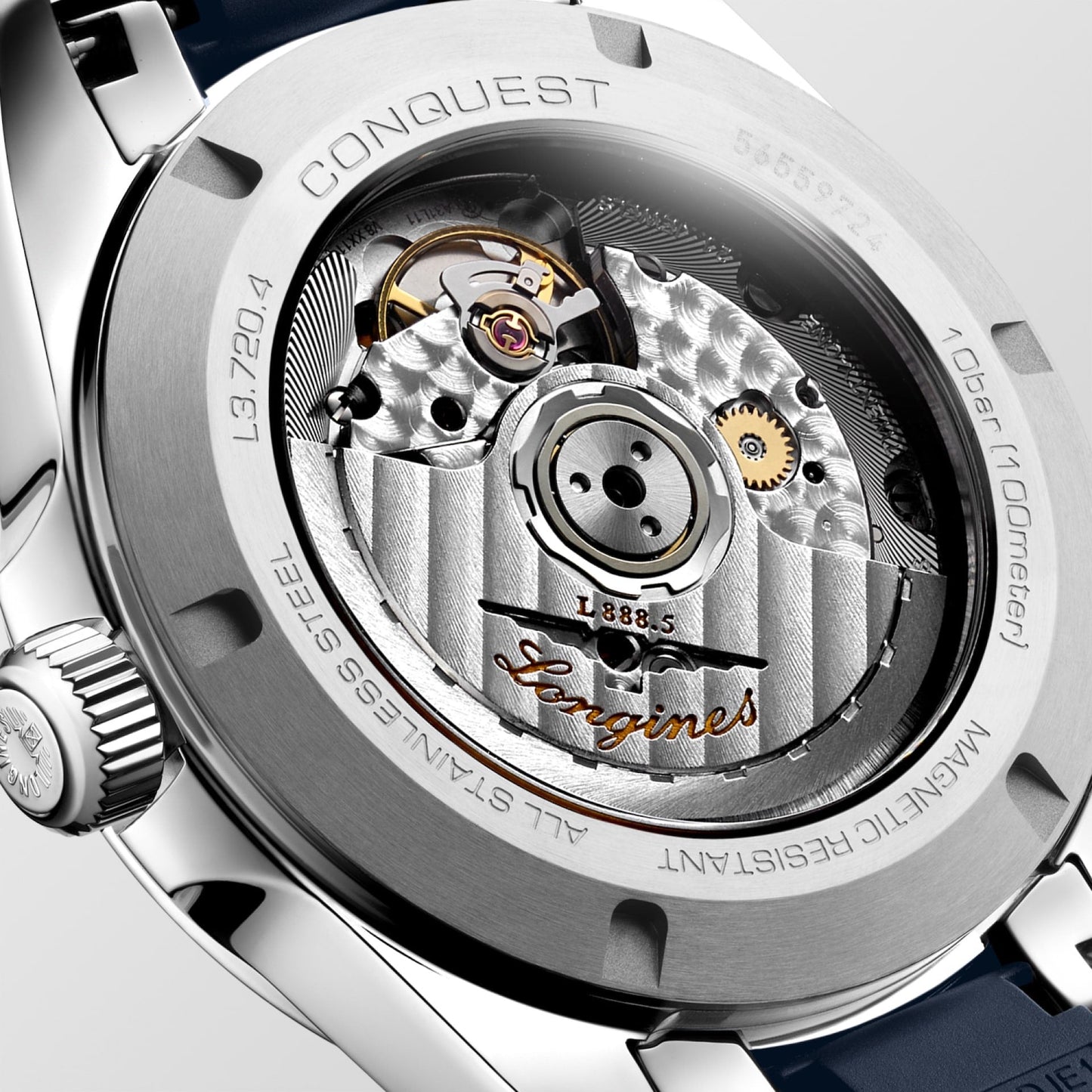 Conquest Auto 38 mm Blue on Rubber Strap *