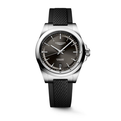 Conquest Auto 38 mm Black on Rubber Strap *