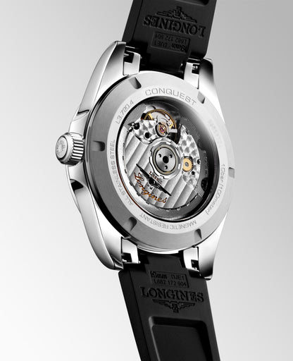 Conquest Auto 38 mm Black on Rubber Strap *