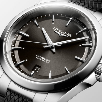 Conquest Auto 38 mm Black on Rubber Strap *