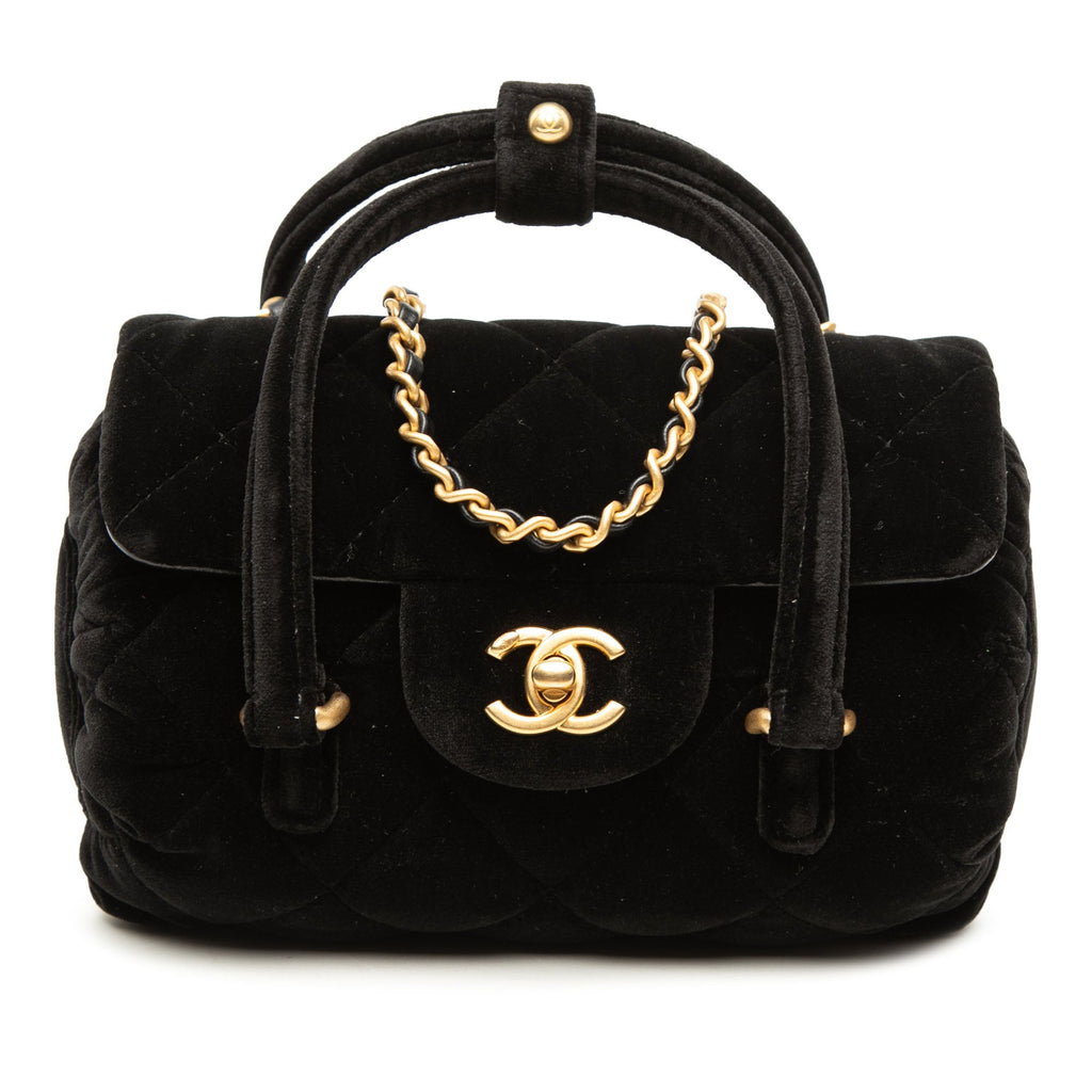 Chanel Mini Matelassé Velours anse supérieure à rabat