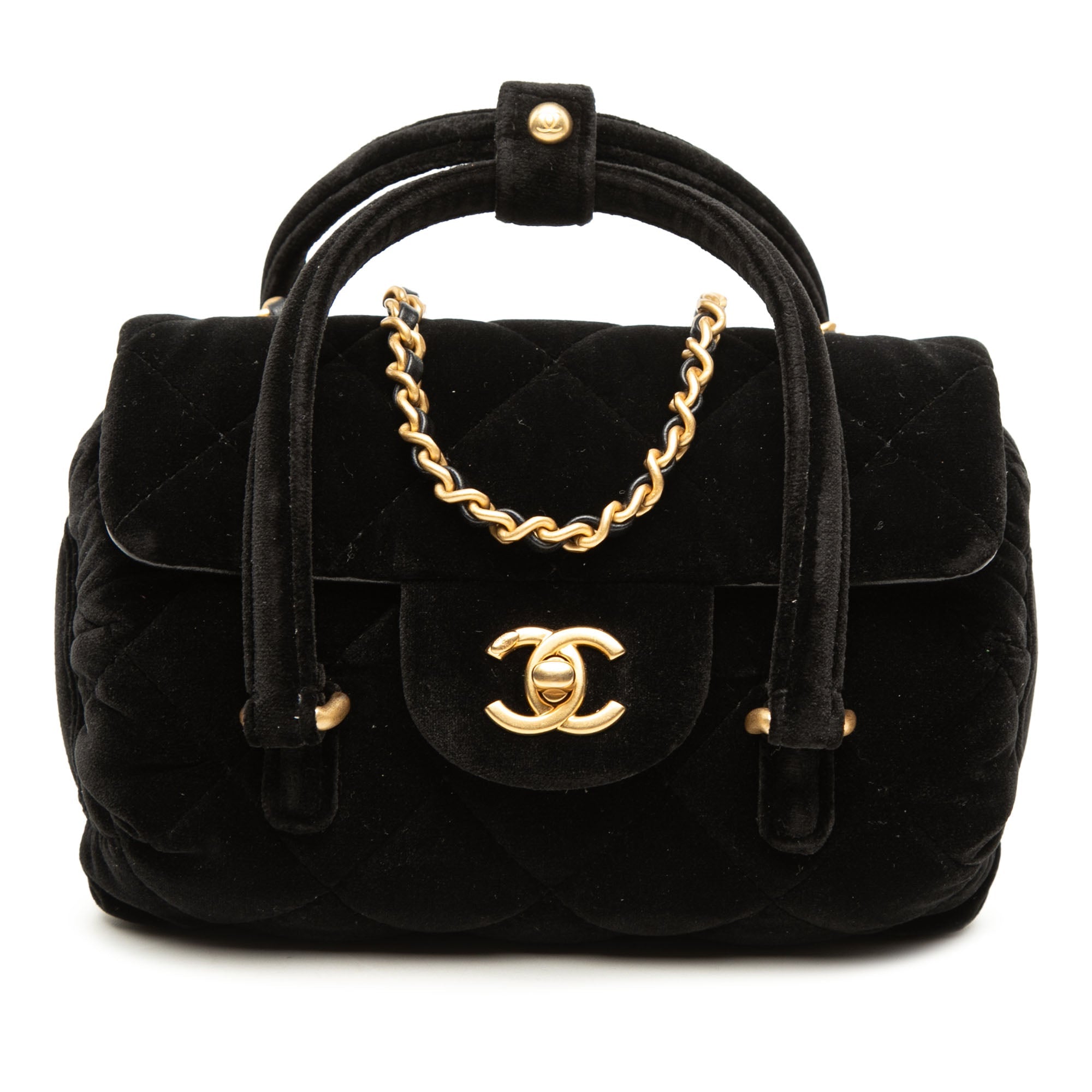Chanel Mini Matelassé Velours anse supérieure à rabat
