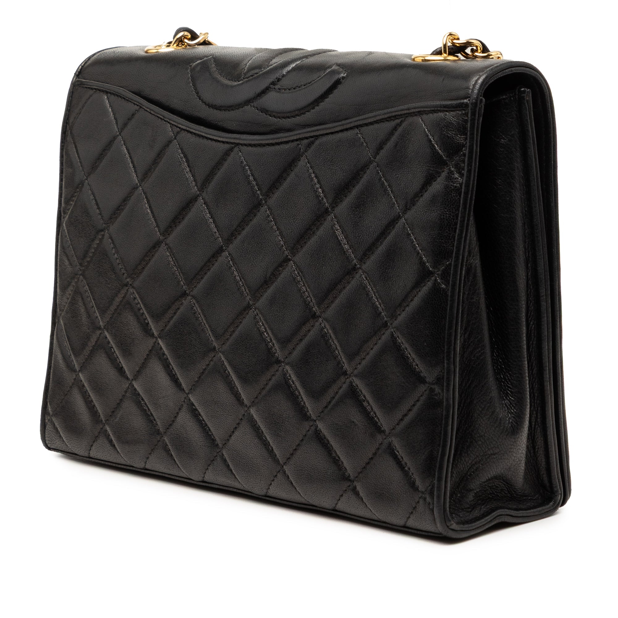 Chanel CC Matelassé Cuir d’agneau Rabat intégral Sac porté croisé