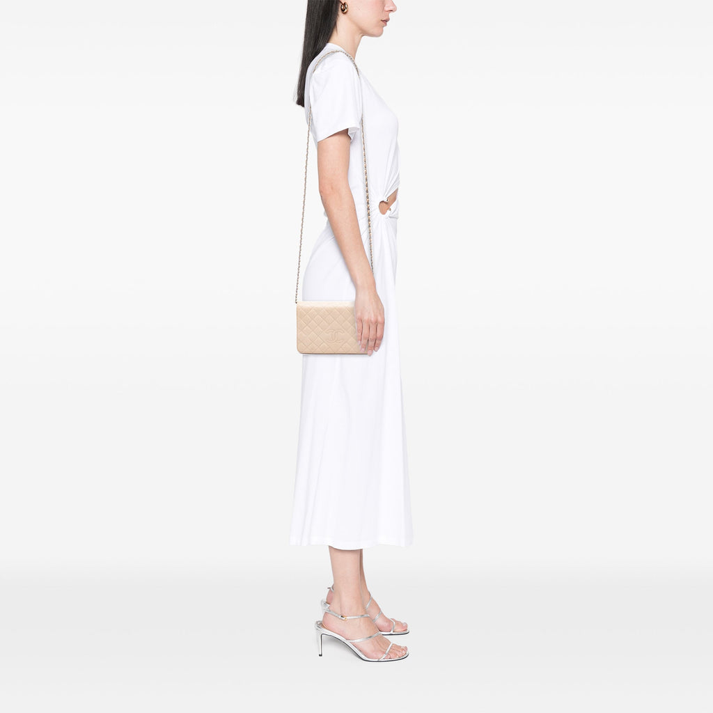 Chanel CC Matelassé Cuir d’agneau Diamond Wallet on Chain