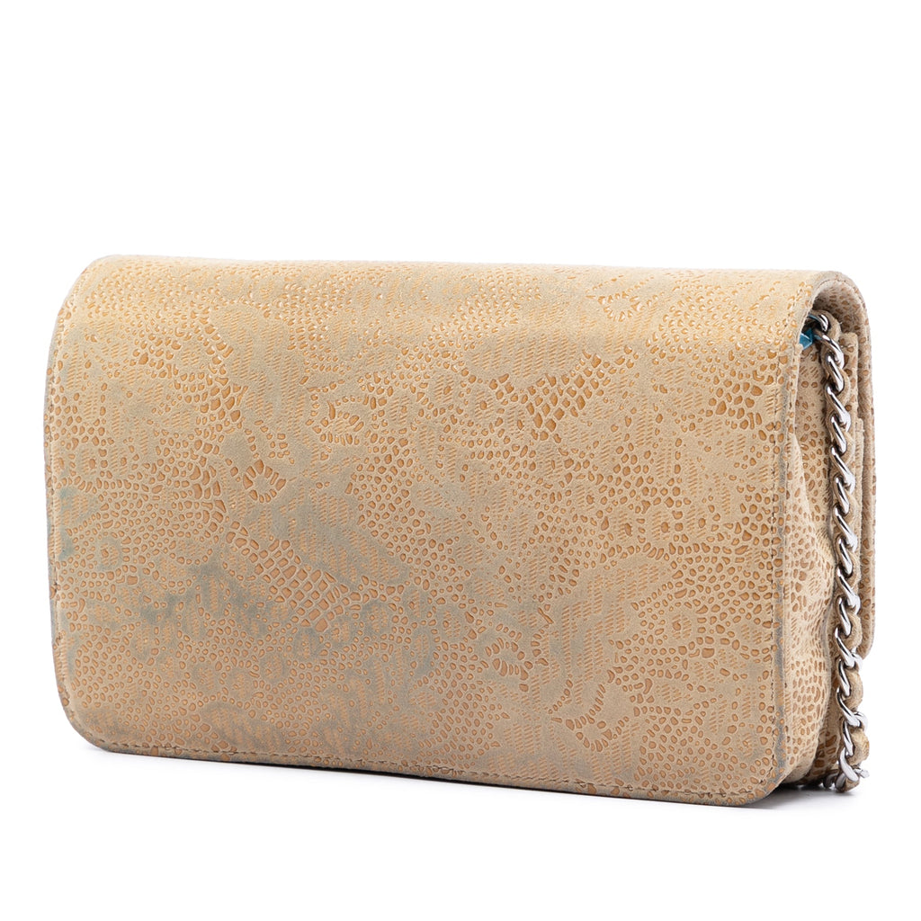Chanel CC Lace Overlay Cuir de chèvre Wallet on Chain