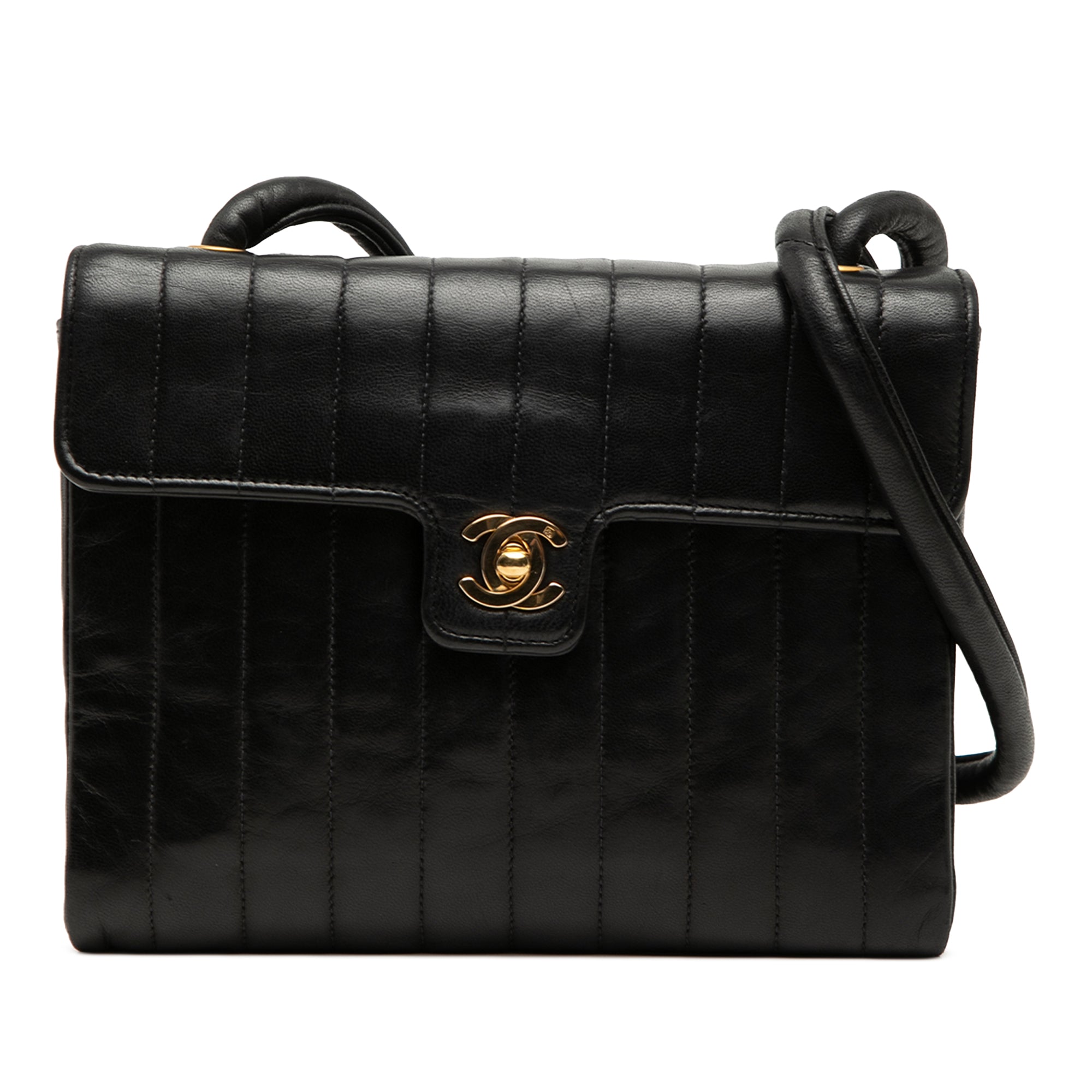 Chanel Small CC Vertical Matelassé Cuir d’agneau Simple rabat
