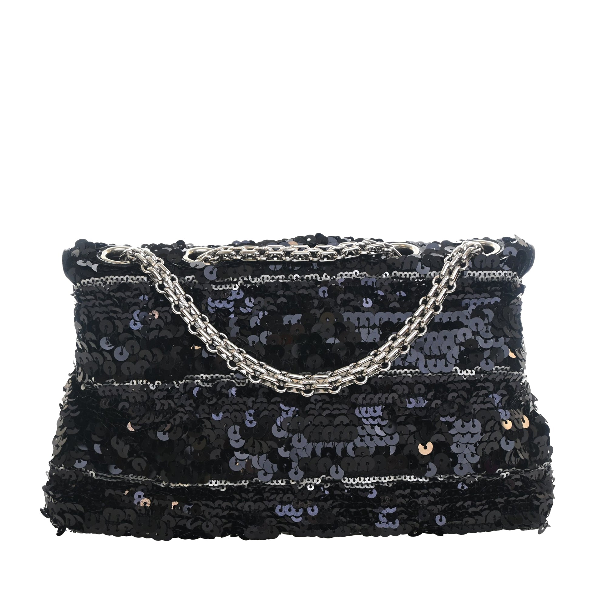 Chanel Cuir verni à finitions Sequinsed Satin Reissue 2.55 Simple rabat 225