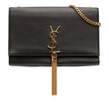 Saint Laurent Medium Smooth Cuir de veau Classic Monogram Kate Pompon Sac porté croisé