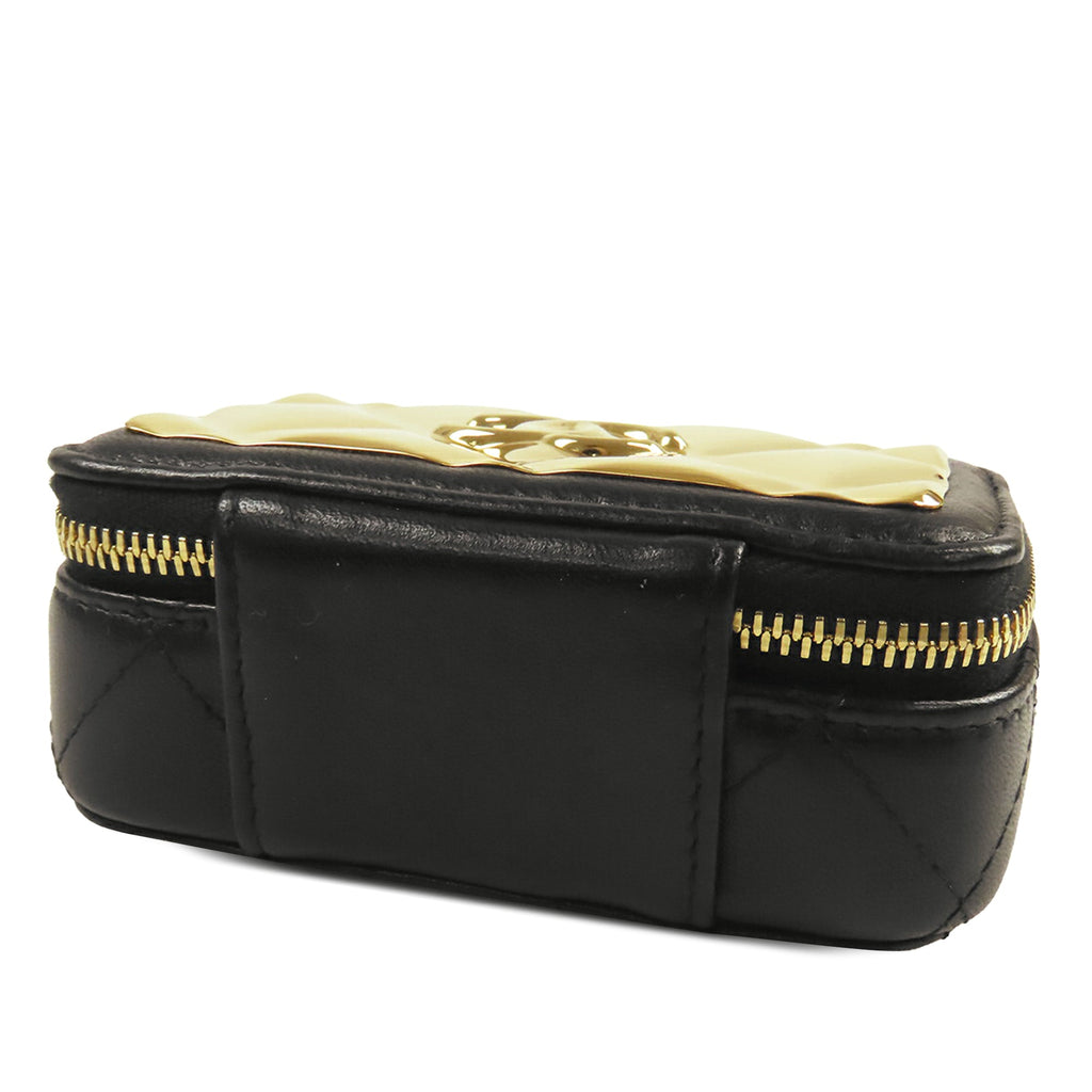 Chanel Extra Mini CC Matelassé Golden Plate Vanity Sac porté croisé