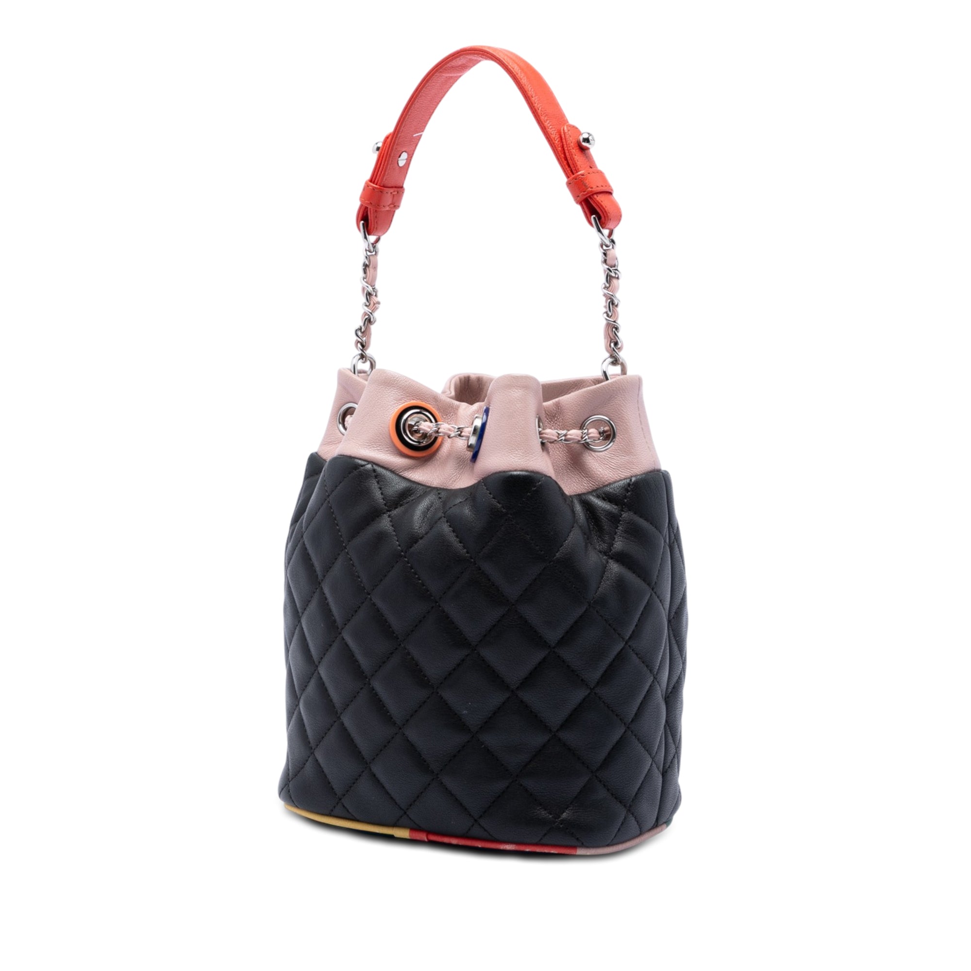 Chanel CC Multicolor Matelassé Cuir d’agneau Cuba Drawstring Bucket Sac