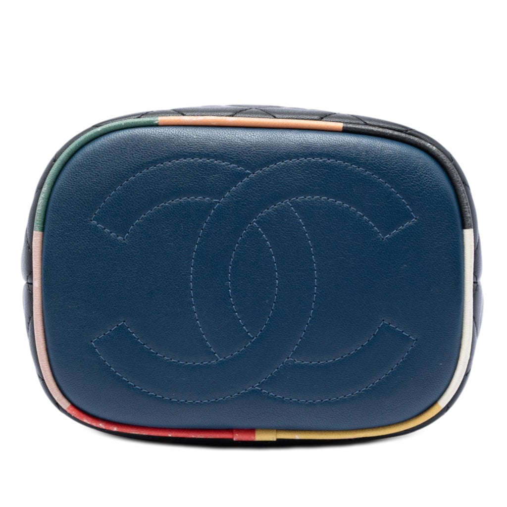 Chanel CC Multicolor Matelassé Cuir d’agneau Cuba Drawstring Bucket Sac