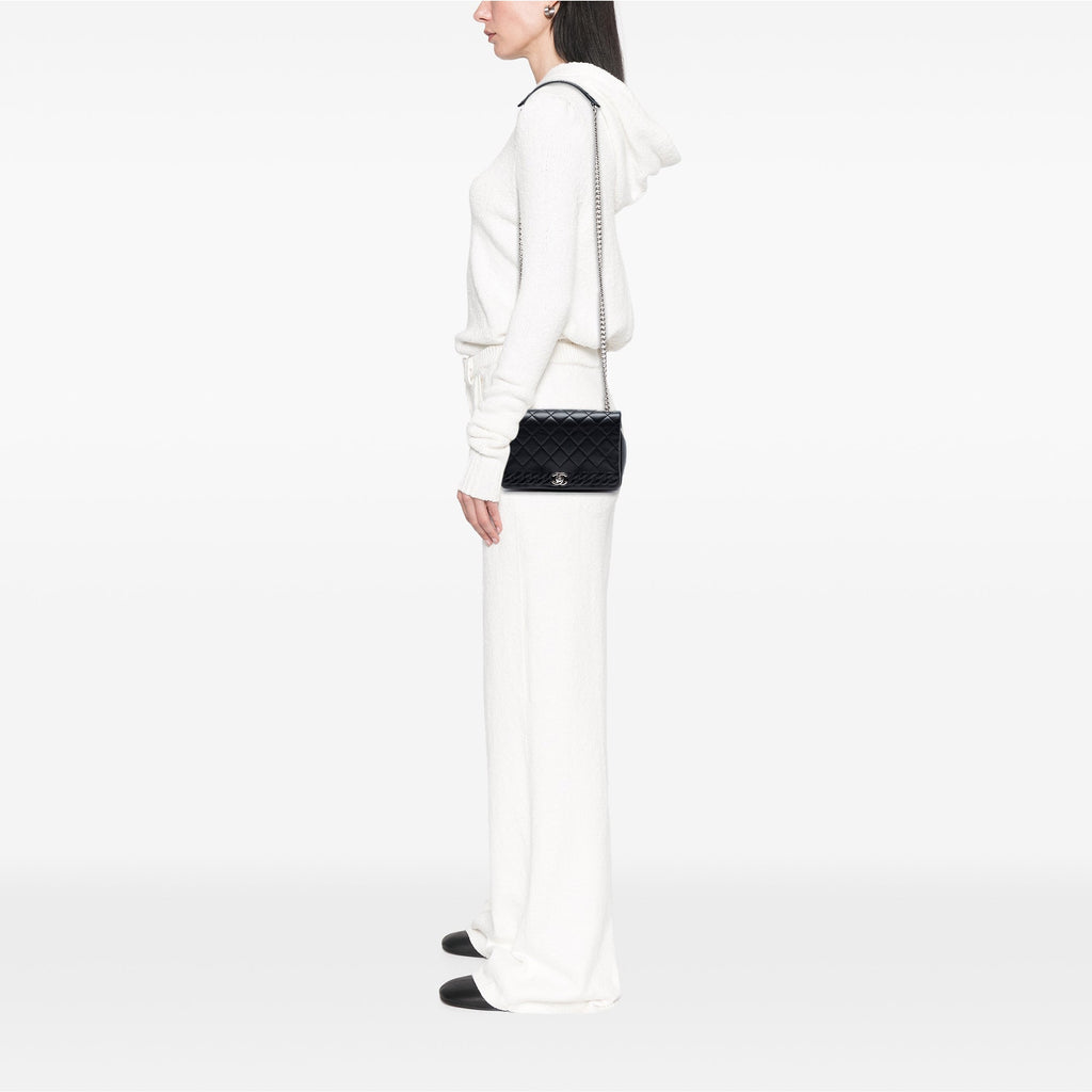Chanel Small CC Matelassé Cuir d’agneau embossé Braid Simple rabat
