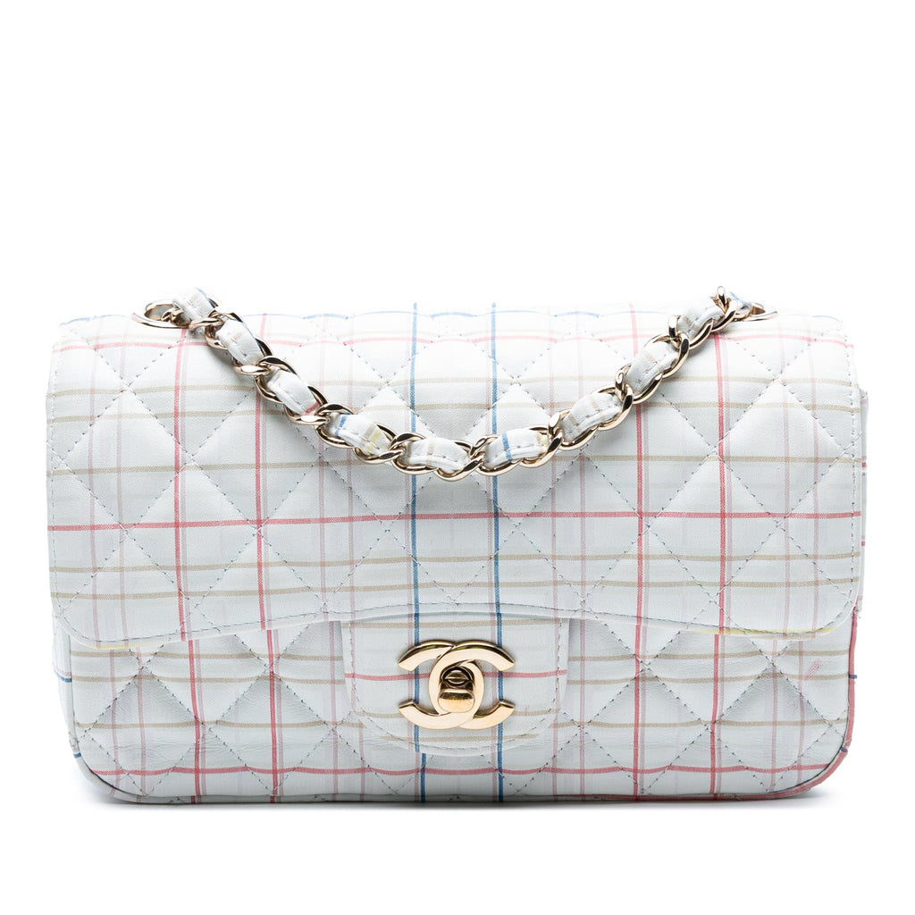 Chanel Mini Rectangular Classic Printed Cuir de veau Simple rabat