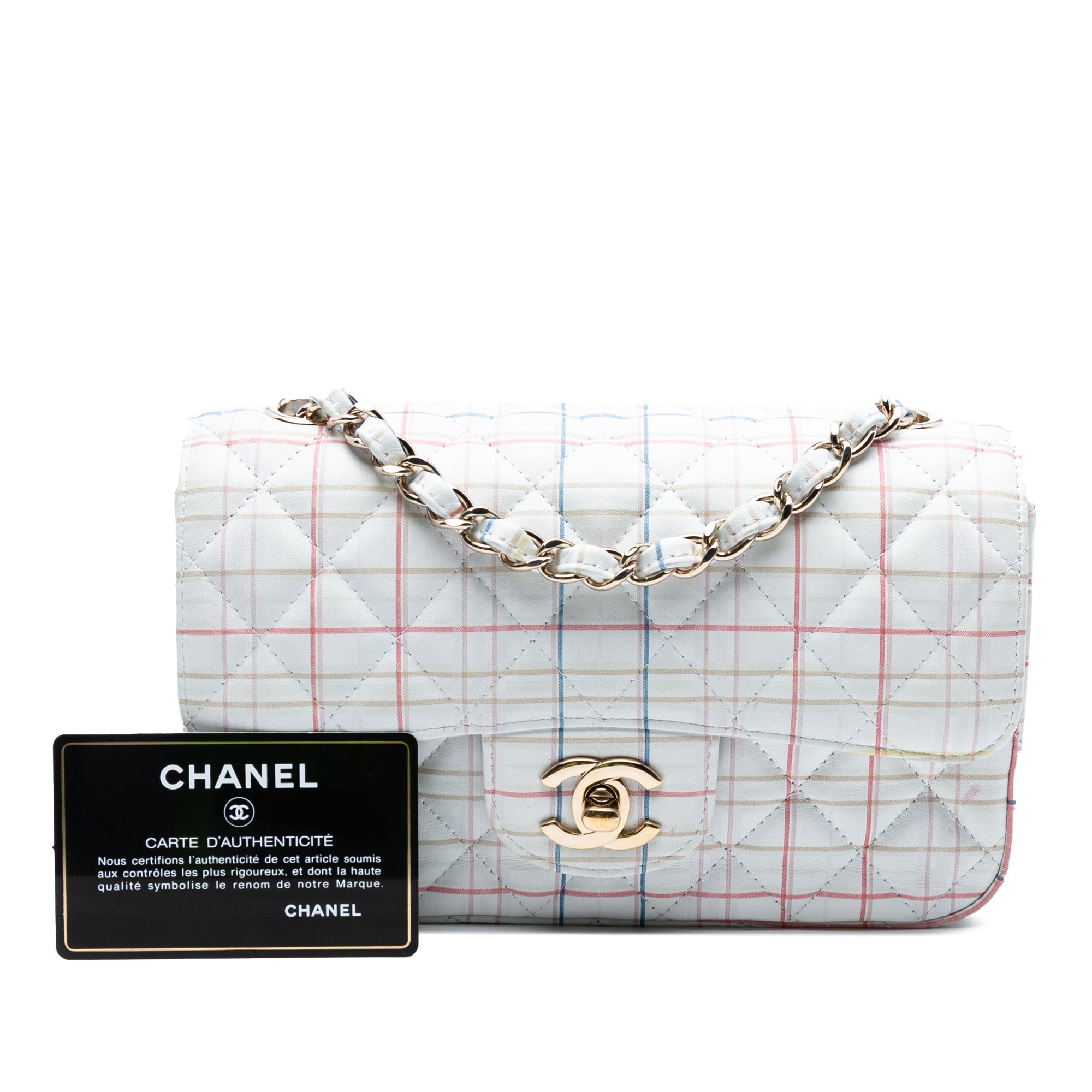 Chanel Mini Rectangular Classic Printed Cuir de veau Simple rabat