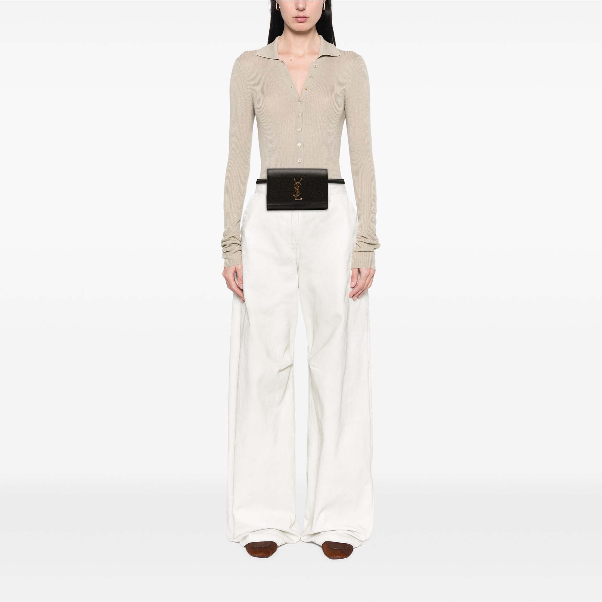 Saint Laurent Grain de Poudre Cuir Kate Sac ceinture