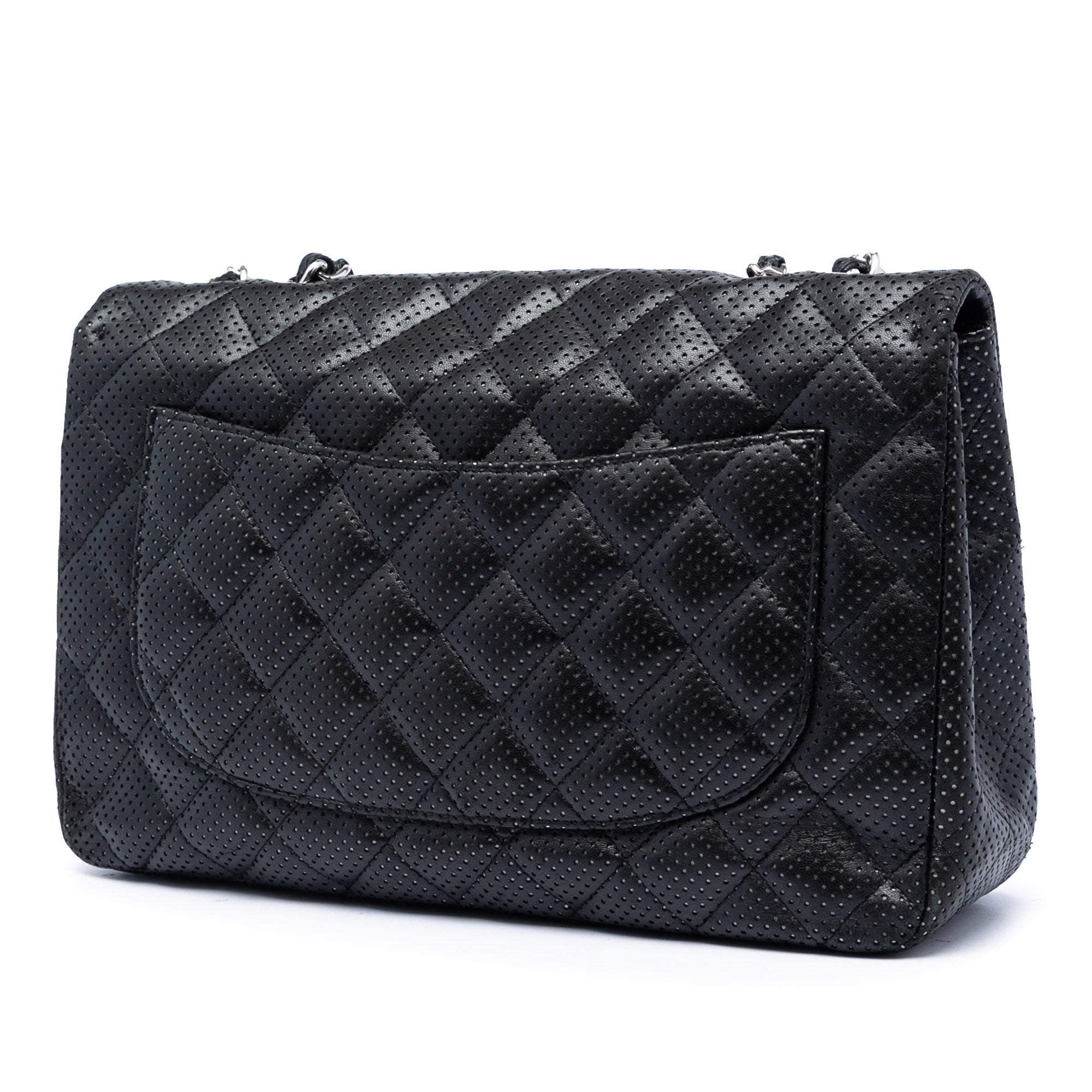 Chanel Jumbo Classic perforé Cuir d’agneau Simple rabat