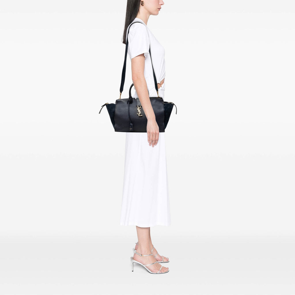 Saint Laurent Small Daim à finitions Cuir de veau Downtown Cabas