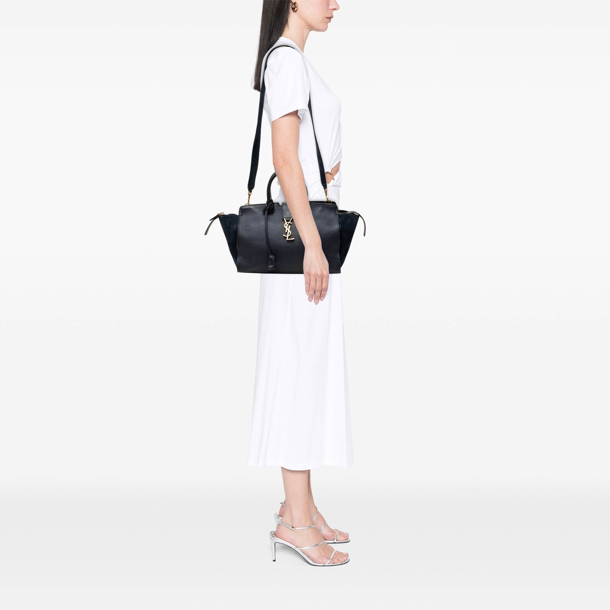 Saint Laurent Small Daim à finitions Cuir de veau Downtown Cabas