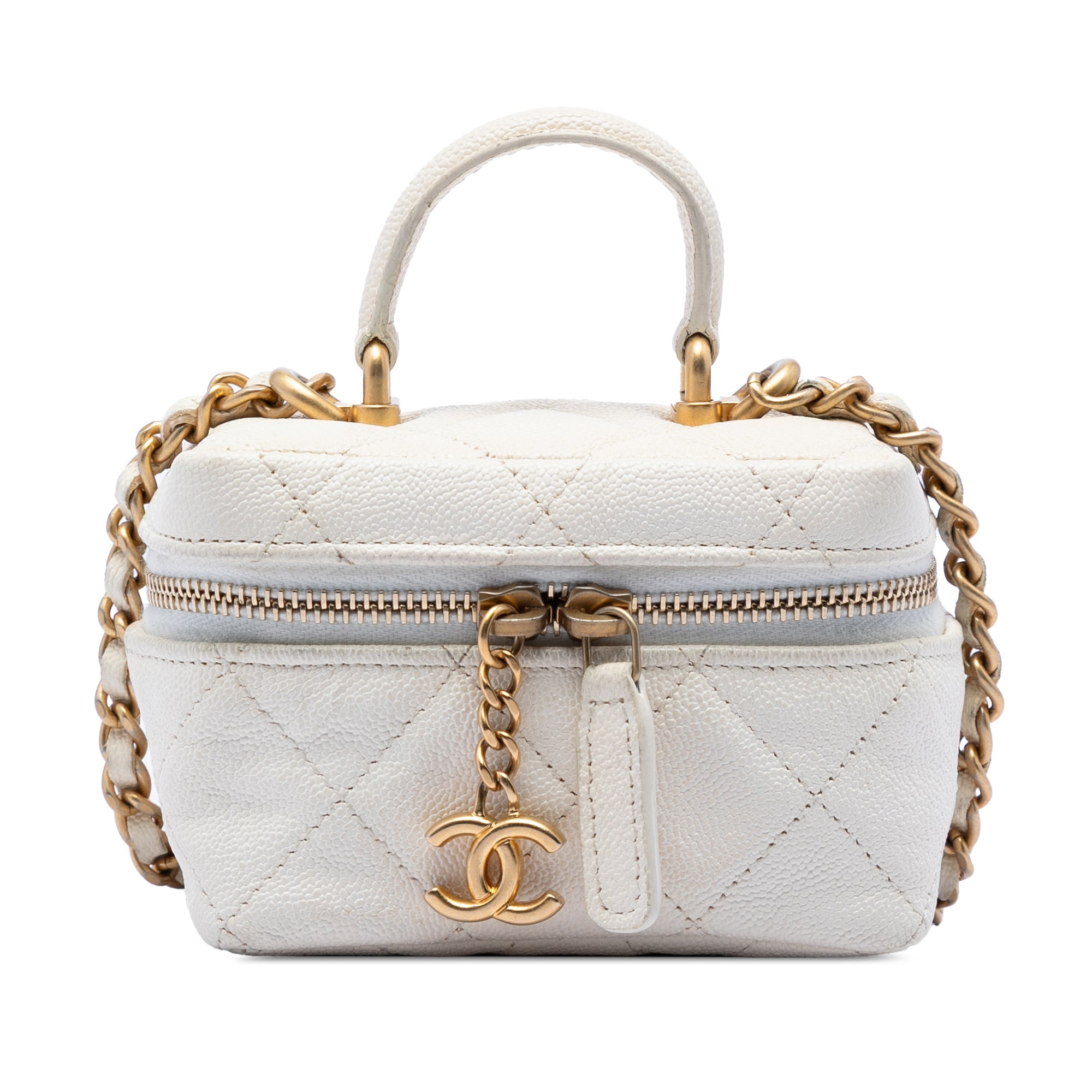 Chanel Mini Caviar Chain Zip Around Vanity