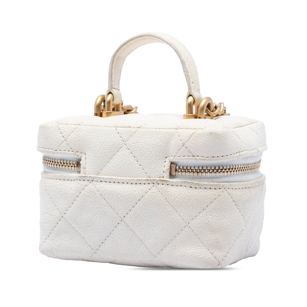 Chanel Mini Caviar Chain Zip Around Vanity