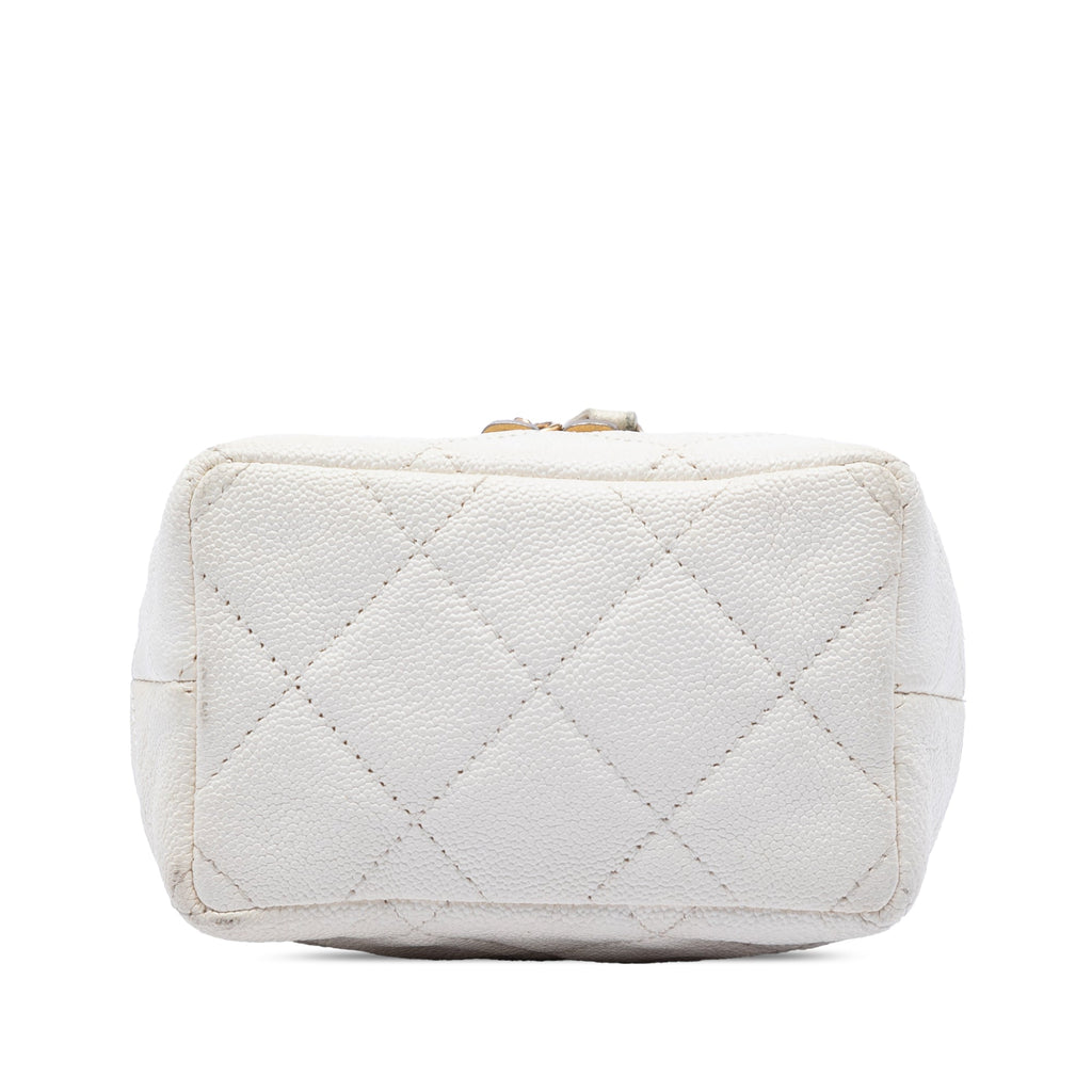 Chanel Mini Caviar Chain Zip Around Vanity