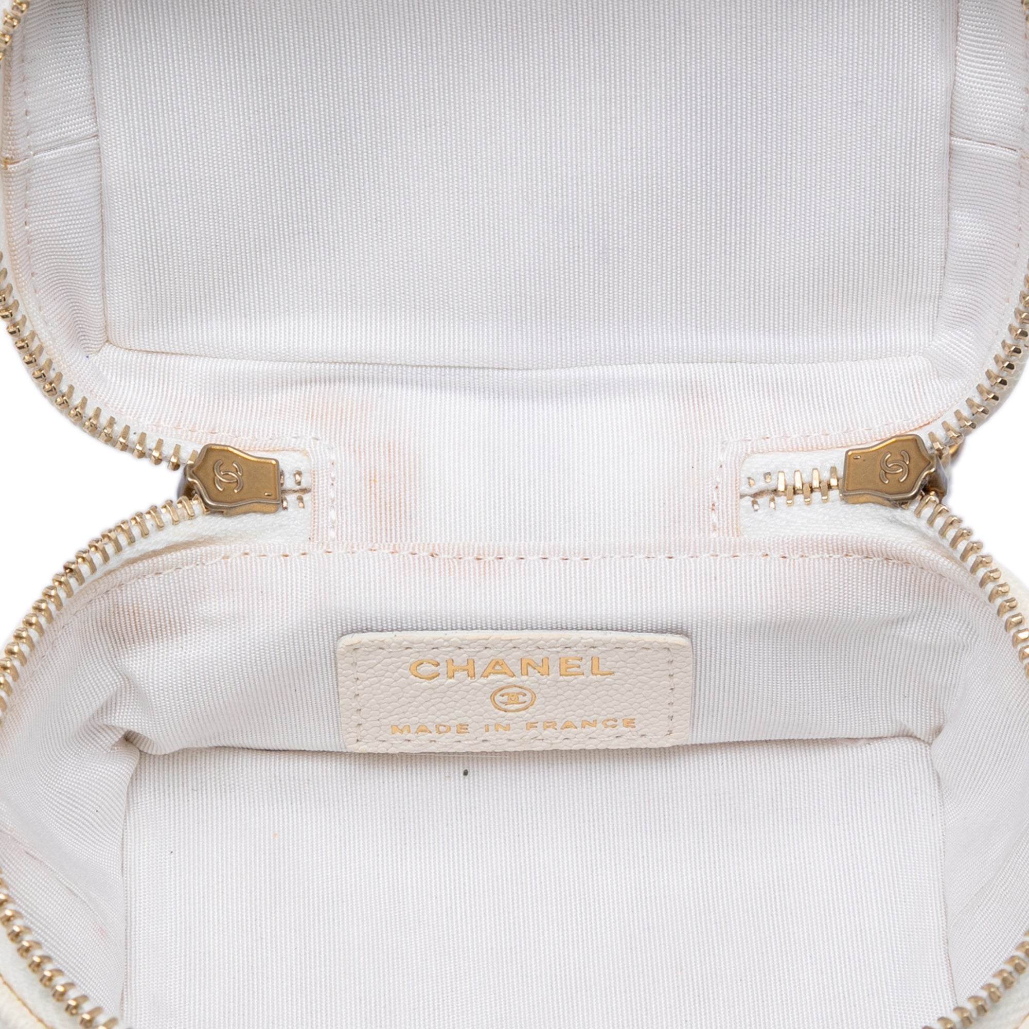 Chanel Mini Caviar Chain Zip Around Vanity