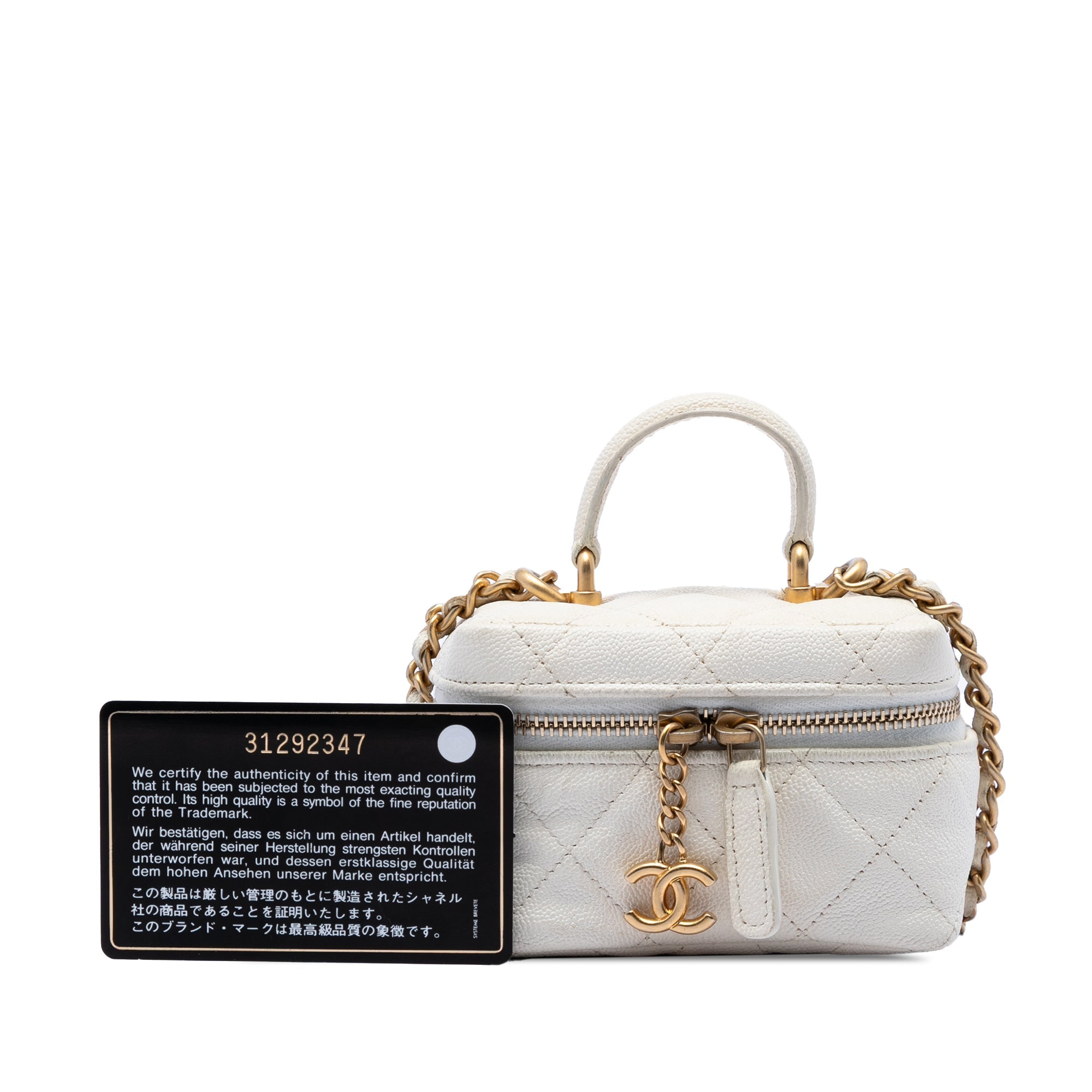 Chanel Mini Caviar Chain Zip Around Vanity