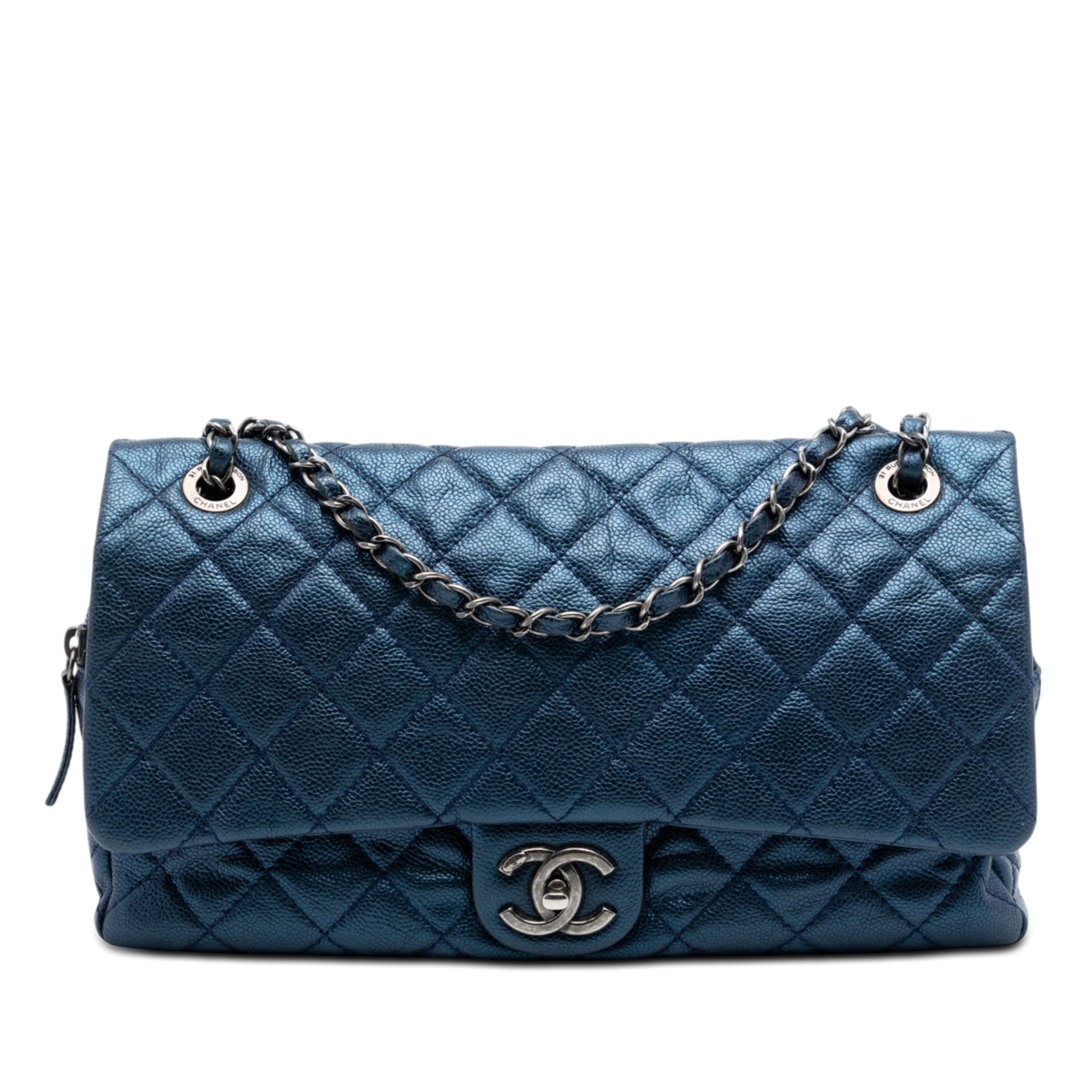 Chanel Jumbo Matelassé Iridescent Caviar Easy à rabat