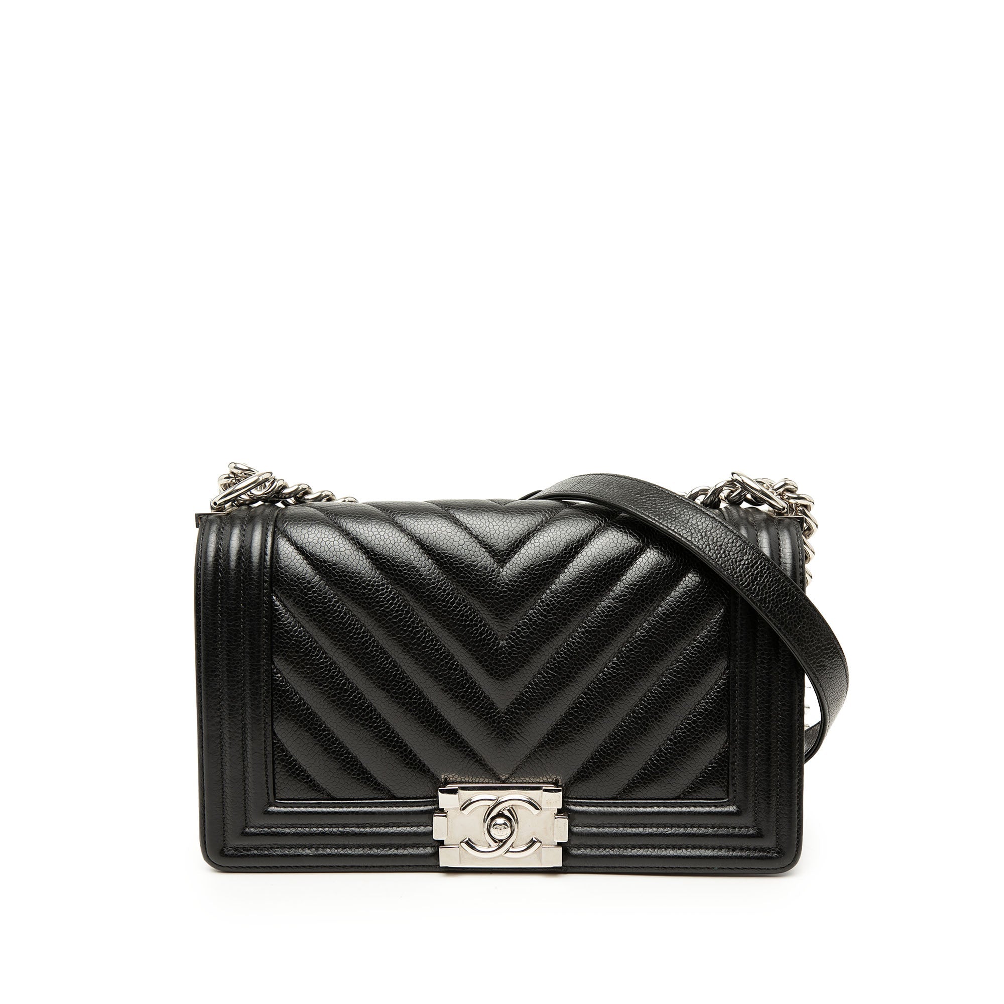 Chanel Old Medium Chevron Caviar Boy à rabat