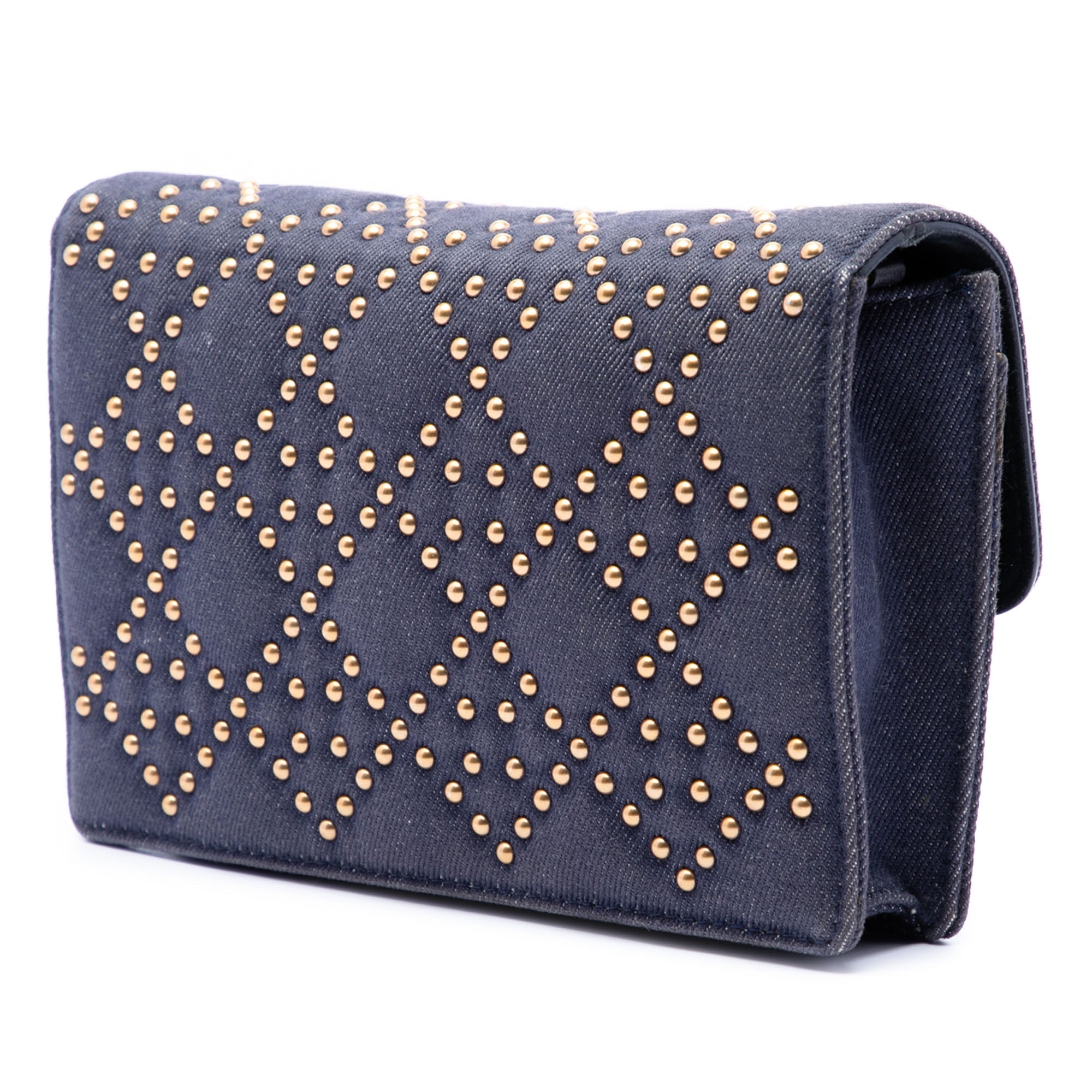 Dior Jean Cannage clouté DiorAddict Wallet on Chain