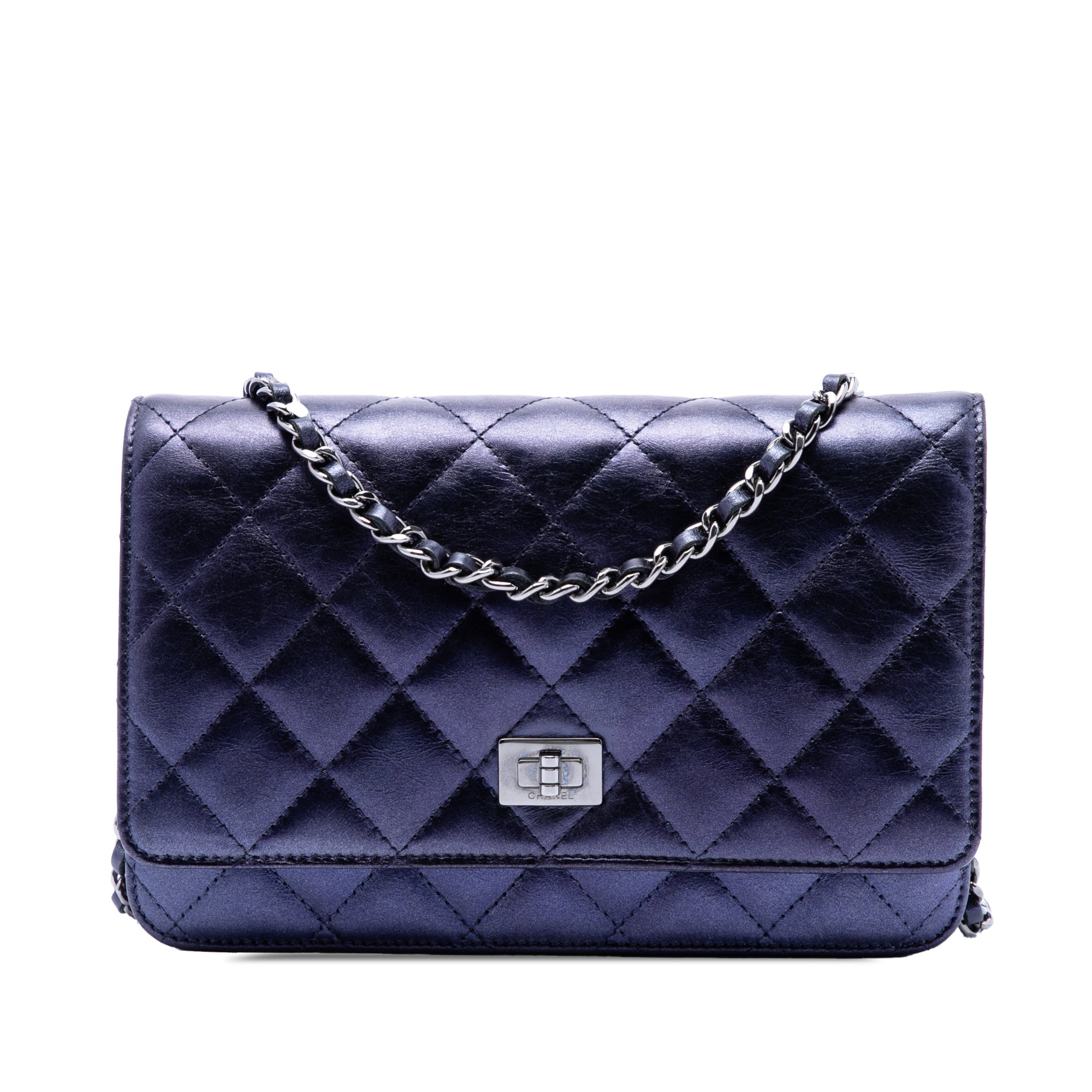 Chanel Matelassé brillant vieilli Cuir de veau Reissue 2.55 Wallet on Chain