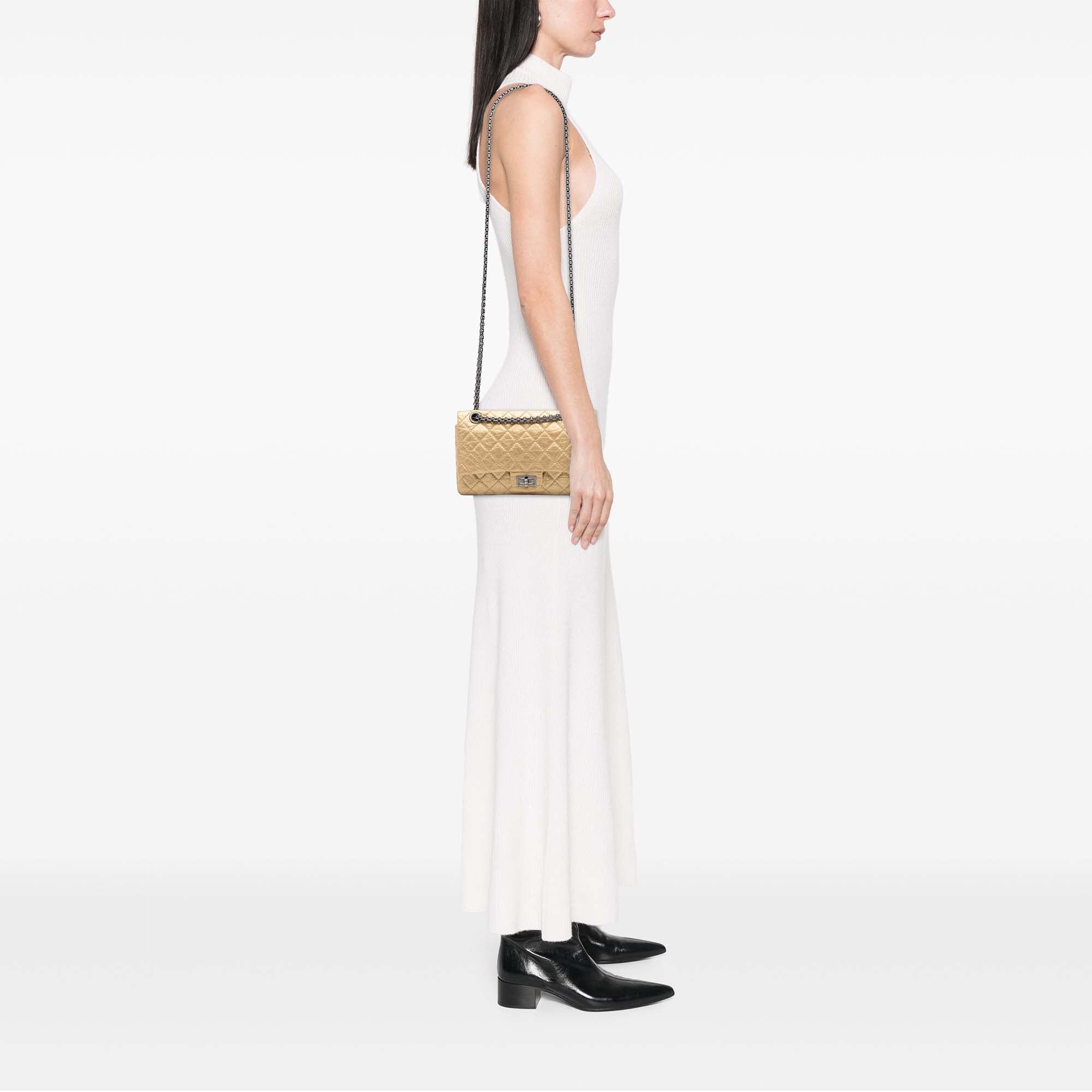 Chanel Matelassé vieilli Cuir de veau Reissue 2.55 Double rabat 225